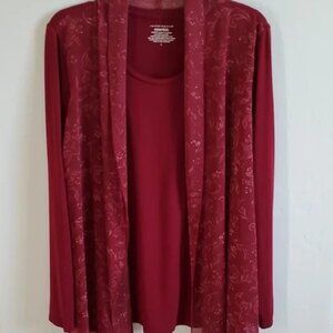 Rich Red Soft Stretch Layers Top Large